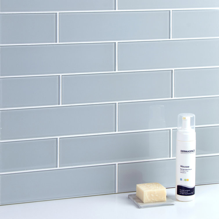 Moonlight Gray 3" x 12" Polished Glass Subway Tile