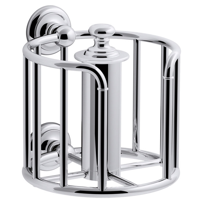Polished Chrome Vintage Metal Toilet Tissue Carriage