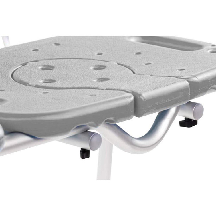 Adjustable Gray Plastic Bath Transfer Bench with Cutout