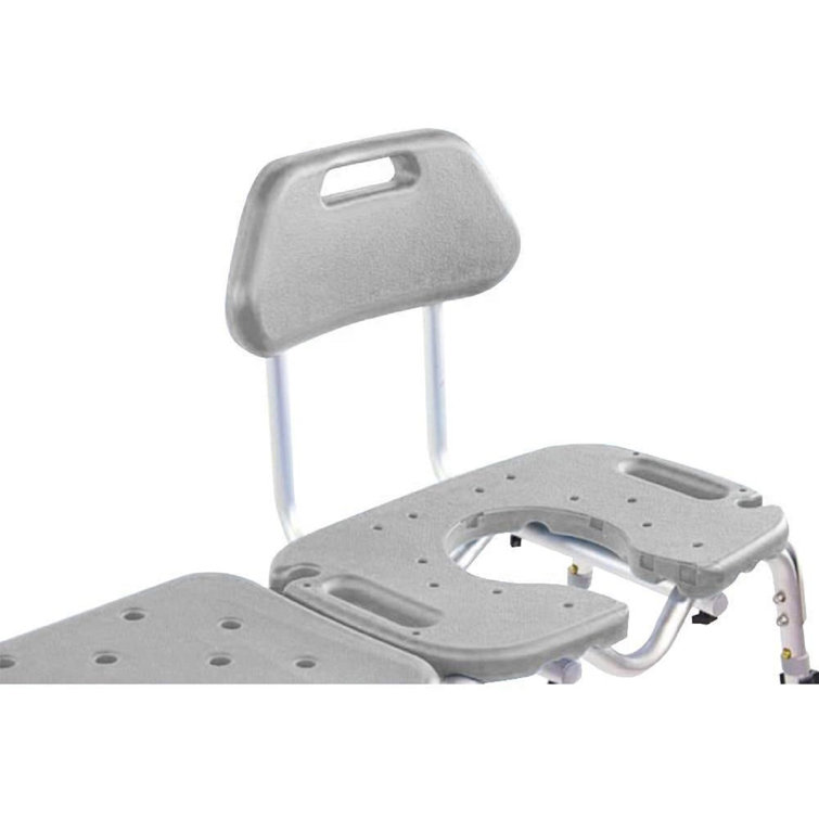 Adjustable Gray Plastic Bath Transfer Bench with Cutout