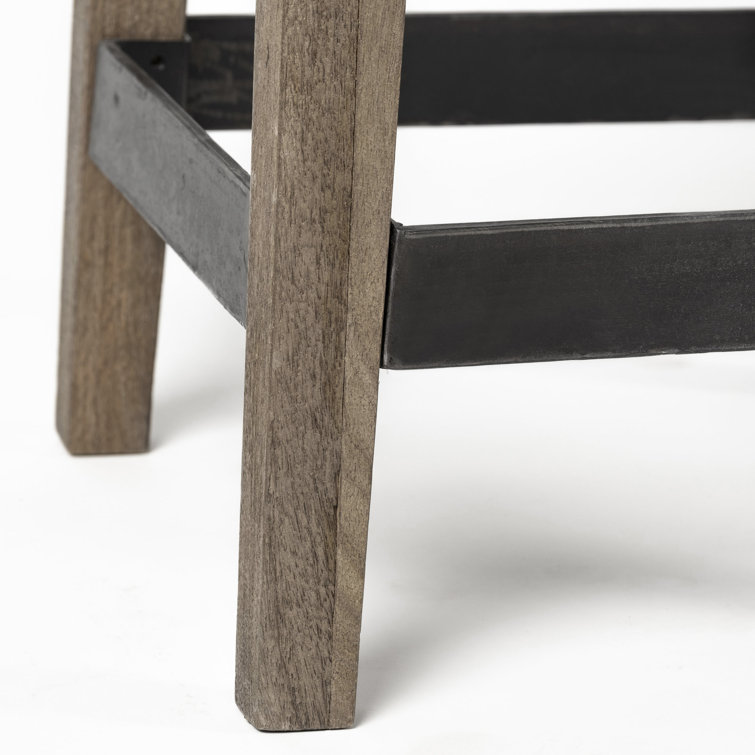 Nell Adjustable Light Brown Mango Wood Bar Stool with Metal Base