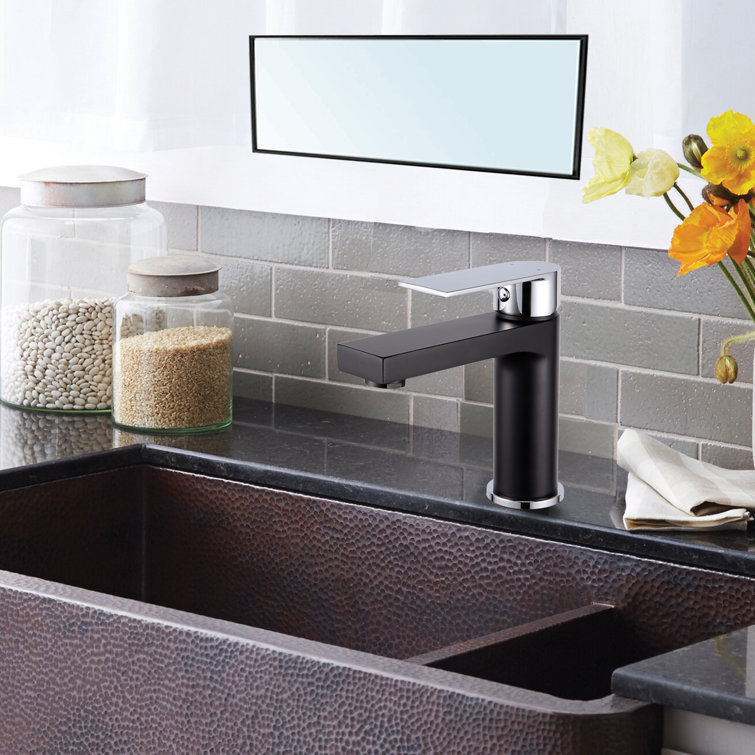 Black and Chrome Single Handle Bathroom Faucet