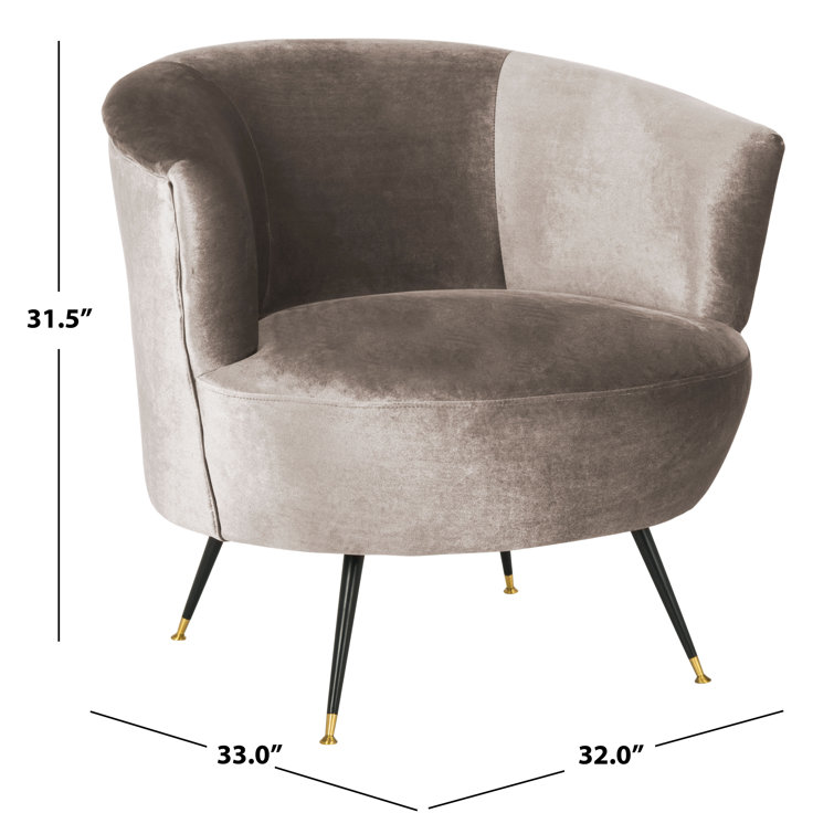 Hazelwood Gray Velvet Barrel Accent Chair with Gold Cap Legs