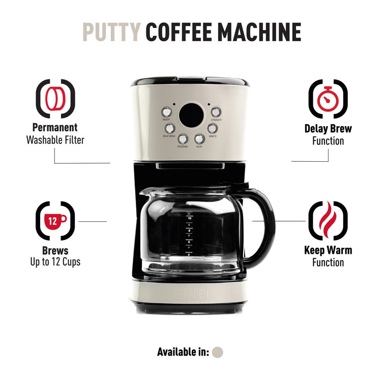 Retro Putty 12-Cup Programmable Coffee Maker with Strength Selector