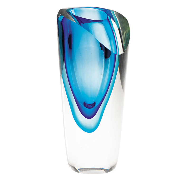 Azure Blue and Clear Murano-Style Glass Bud Vase