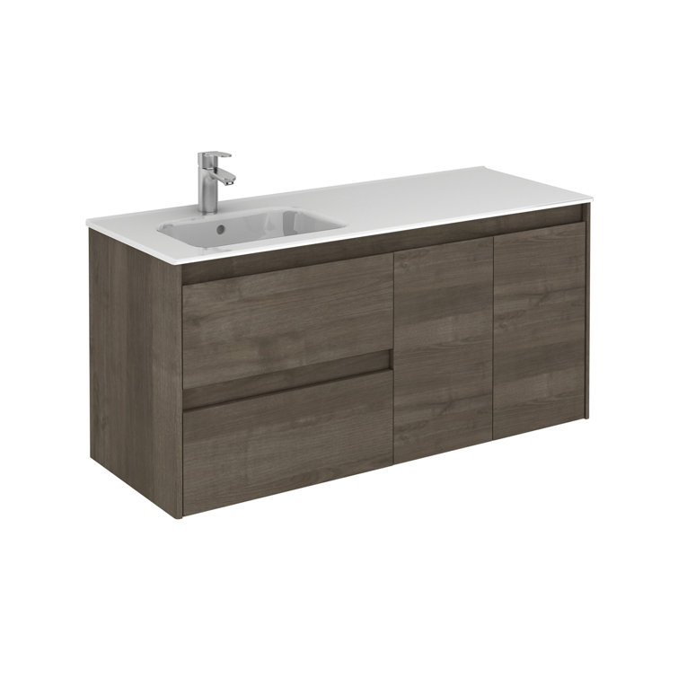 Ambra 48'' Samara Ash Wall-Mounted Single Sink Vanity with Glossy White Top