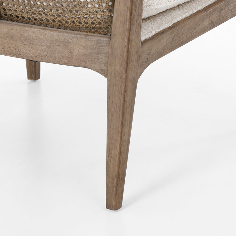 Cream and Natural Wood Accent Armchair