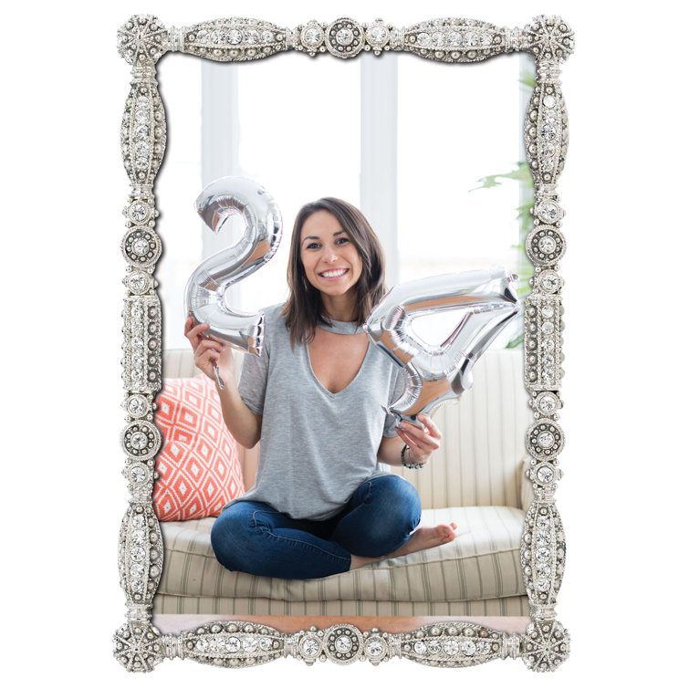Silver Crystal Embellished 4" x 6" Tabletop Picture Frame