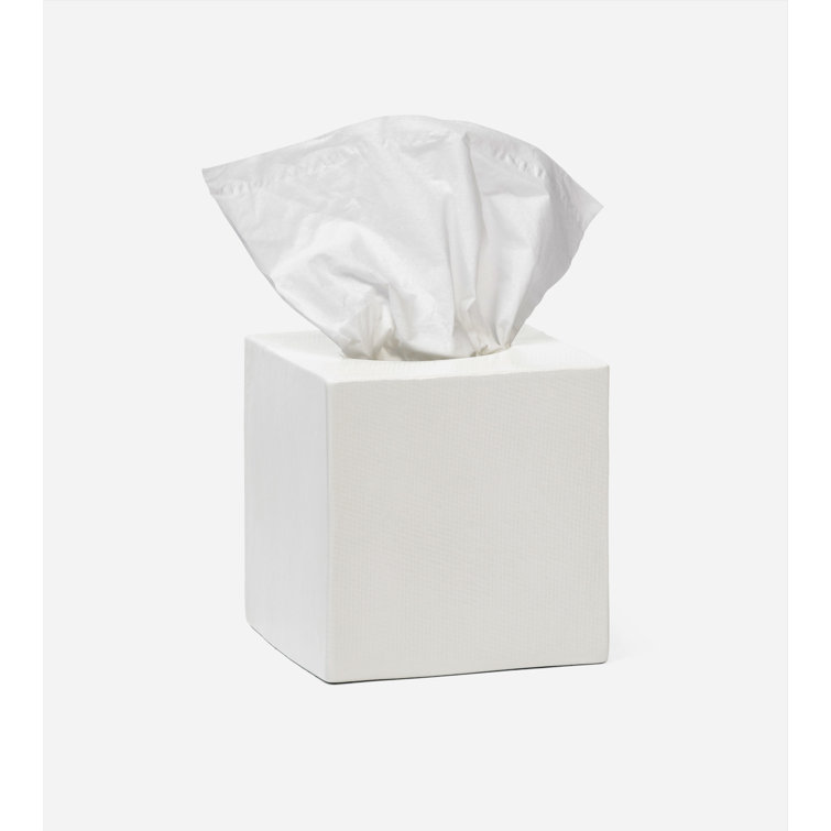 White Ceramic Burlap Texture Freestanding Tissue Box Cover