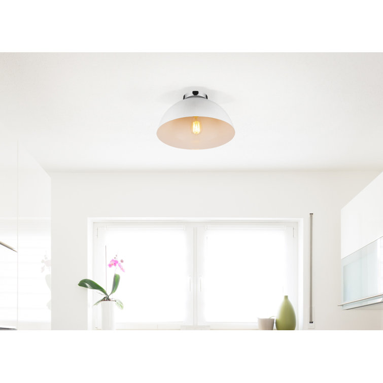 Matte White Glass Globe Semi-Flush Mount Ceiling Light