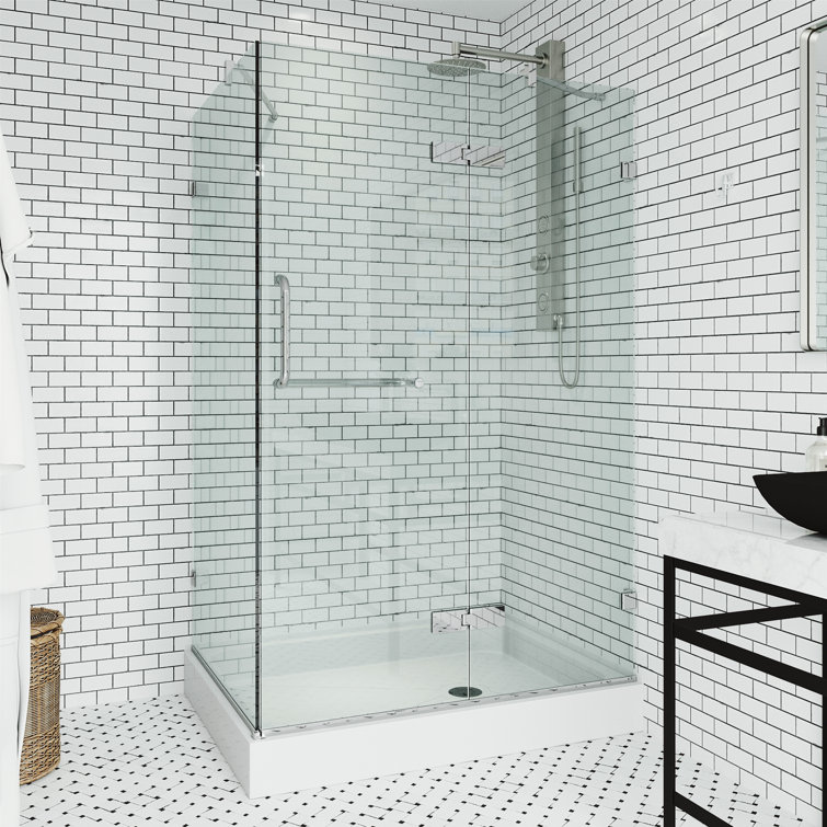 Monteray Frameless Chrome Shower Enclosure with Clear Glass and Base