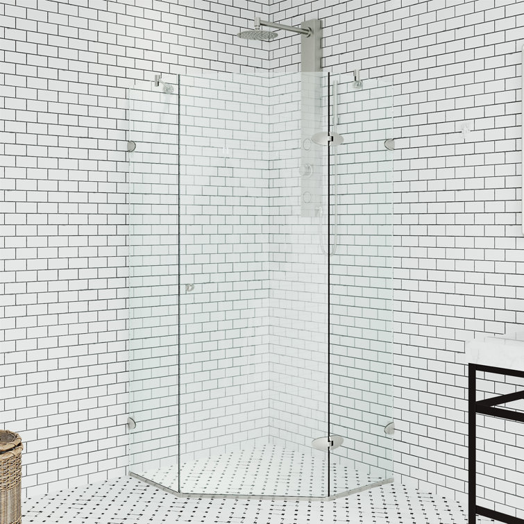 Verona 42" Frameless Neo-Angle Shower Enclosure with Clear Glass