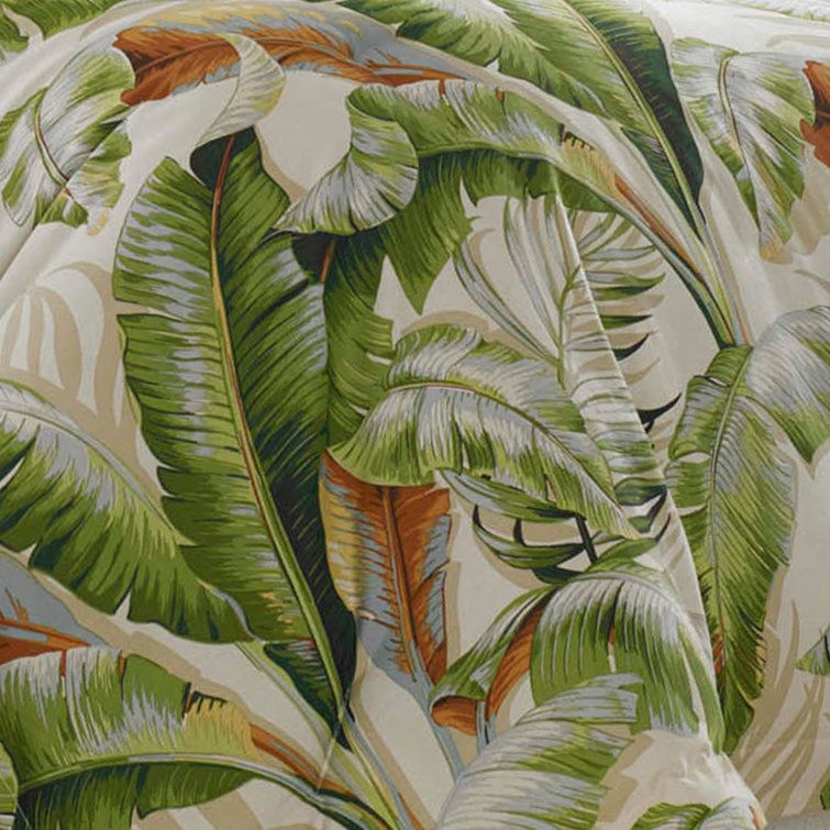 Ivory Queen Comforter Set with Tropical Palm Accents
