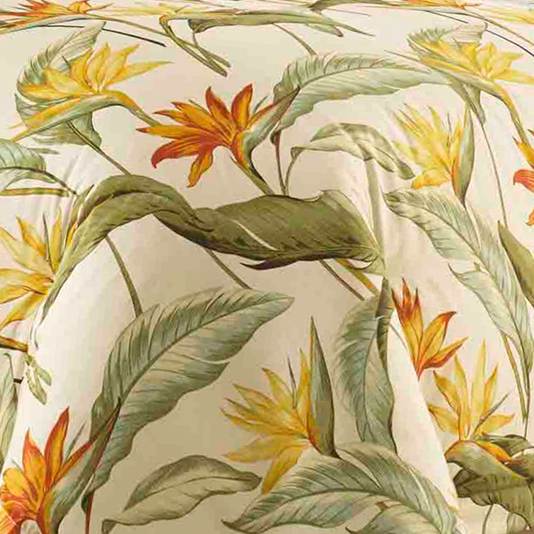 Ivory Tropical Cotton Queen Comforter Set with Shams