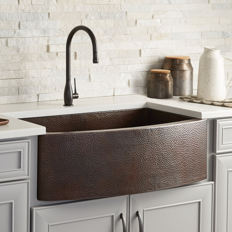 33" Antique Copper Farmhouse Single Basin Kitchen Sink