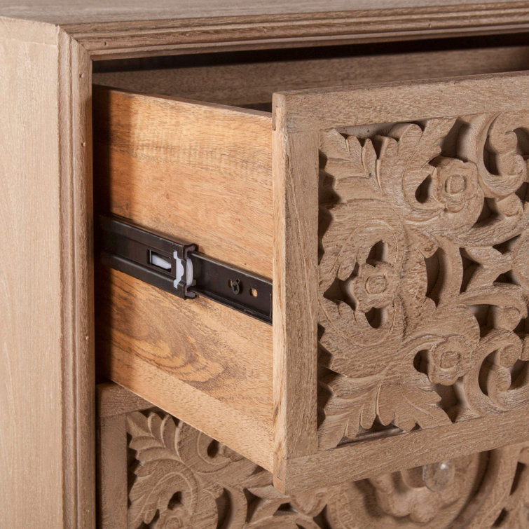 Natural Whitewash Mango Wood 2-Drawer Nightstand