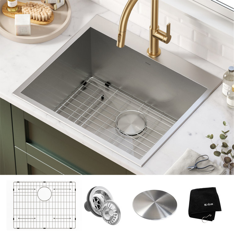 KRAUS Standart PRO 25" Drop-In 16 Gauge Stainless Steel Utility Sink