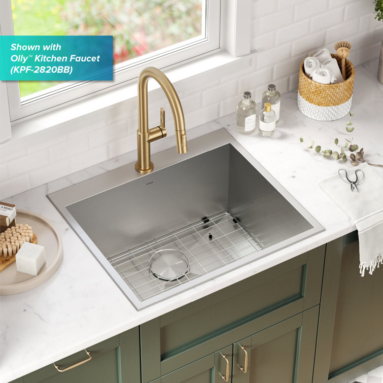 KRAUS Standart PRO 25" Drop-In 16 Gauge Stainless Steel Utility Sink