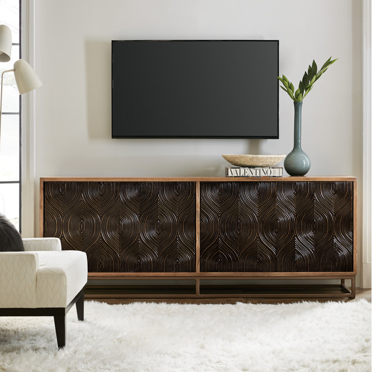 Transitional Beige and Brown Mango Wood Entertainment Console