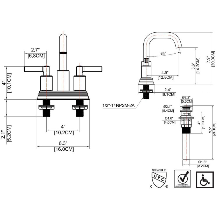 Matte Black Nickel 2-Handle Centerset Bathroom Faucet