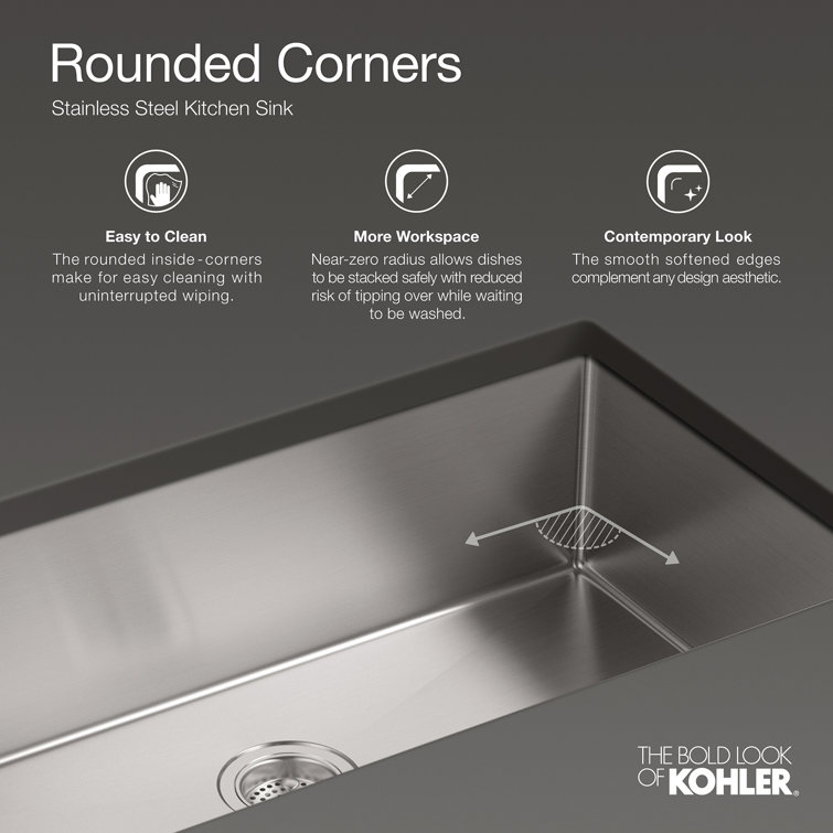 Strive 29-Inch Stainless Steel Single Bowl Kitchen Sink with Rack