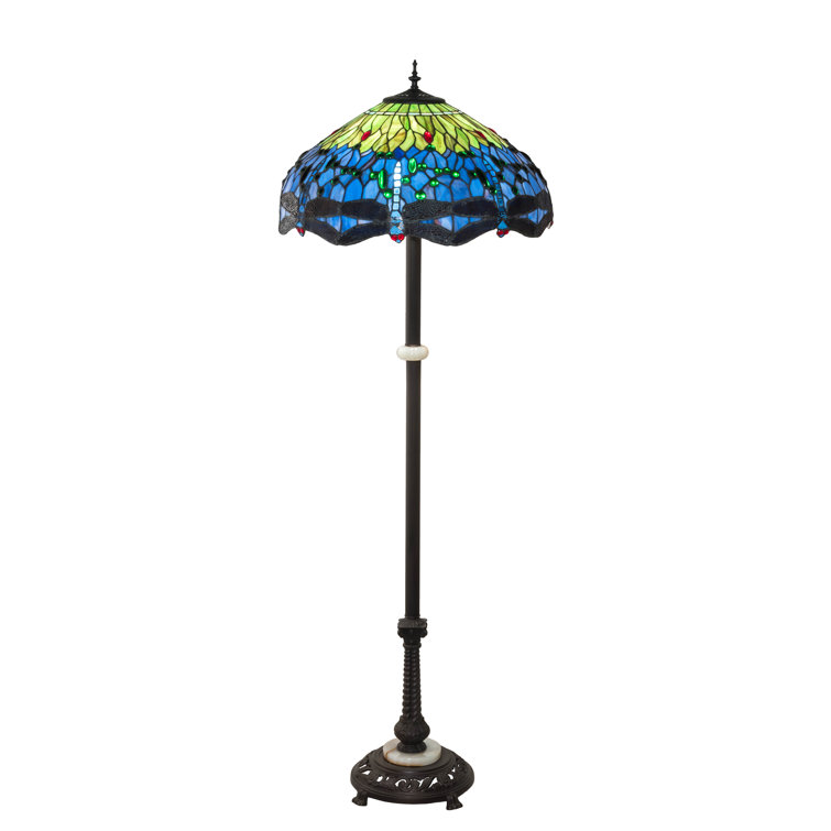 62" Mahogany Bronze Stained Glass Floor Lamp