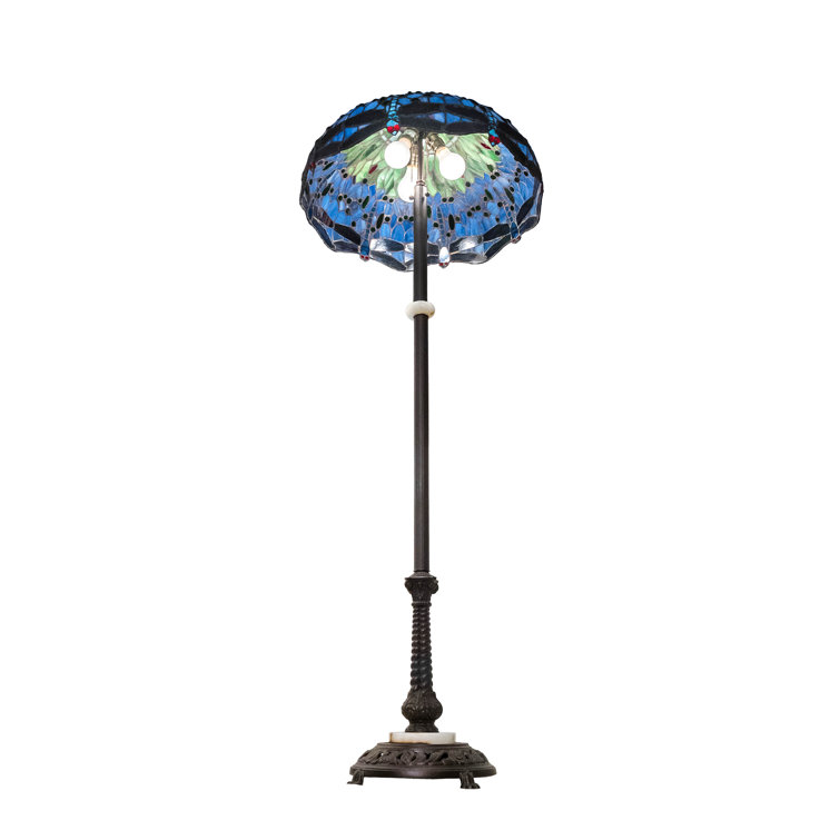 62" Mahogany Bronze Stained Glass Floor Lamp