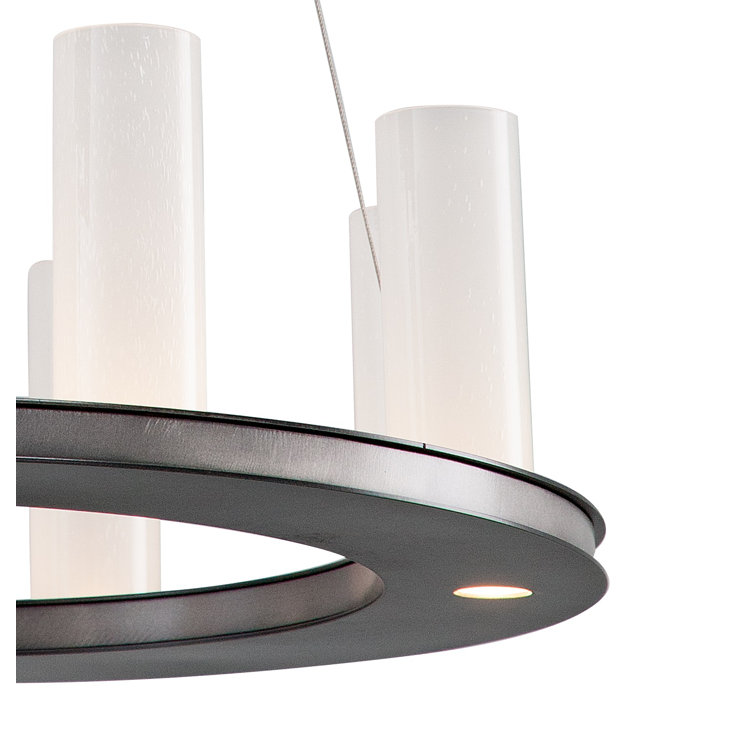 Matte Black Steel 23" Drum Ring Chandelier
