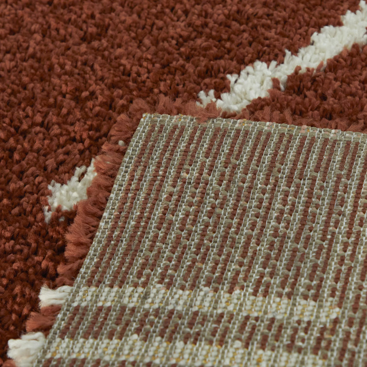 Carson Rustic Shag Rectangle Rug in Rust & Cream 5'3" x 7'
