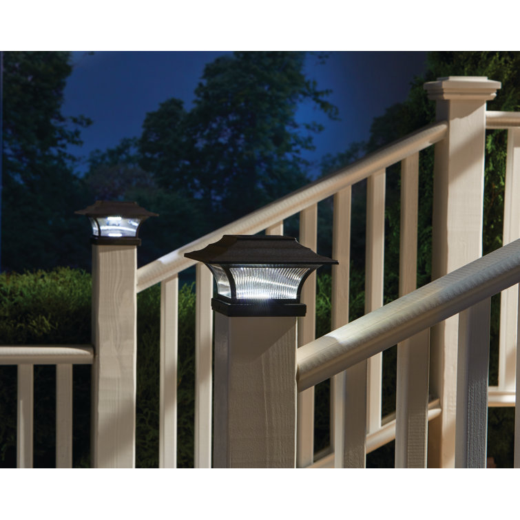 Bronze Solar LED Deck Post Cap Lights, 4x4, 2-Pack