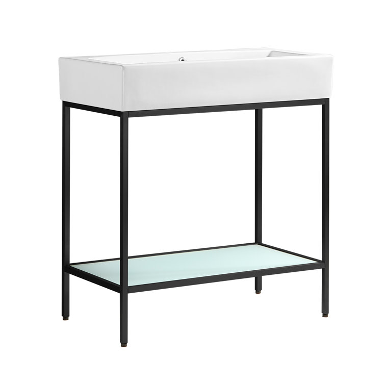 Pierre 32" Matte Black Metal Frame Freestanding Bathroom Vanity