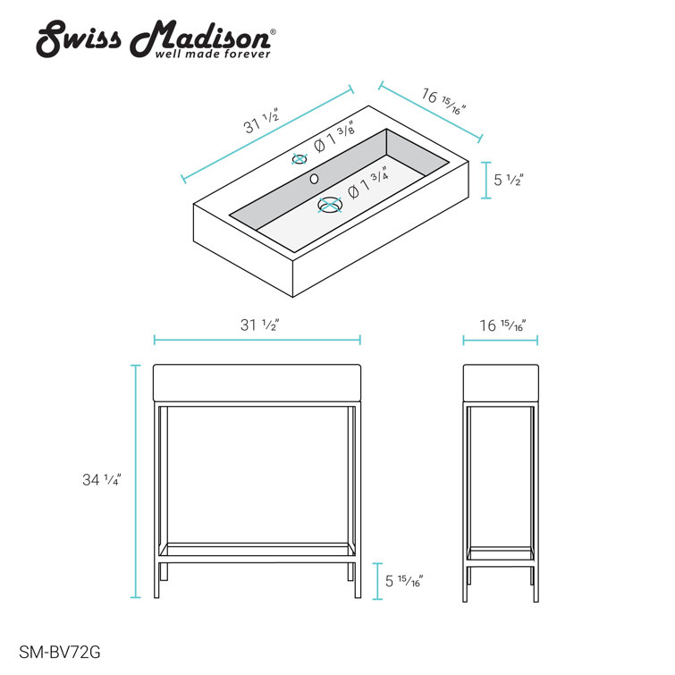 Pierre 32" Gold Metal Frame Open Shelf Single Bathroom Vanity