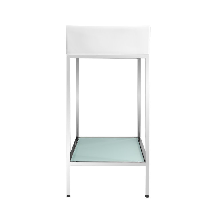 Pierre 32" Chrome Metal Frame Freestanding Bathroom Vanity with White Ceramic Top