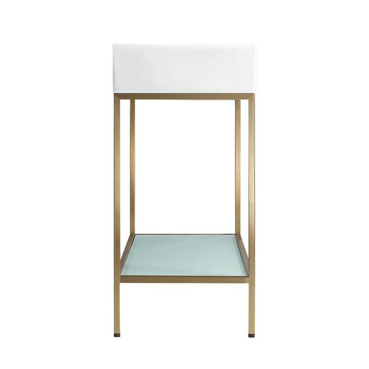 Pierre 32" Gold Metal Frame Open Shelf Single Bathroom Vanity