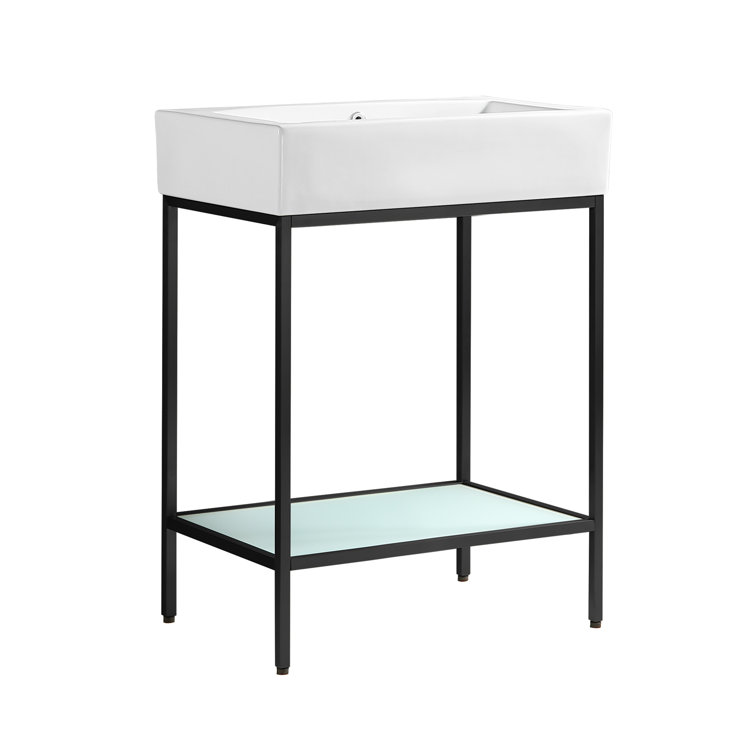 Pierre 24" Matte Black Metal Frame Freestanding Bathroom Vanity