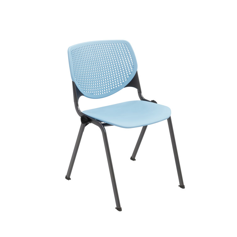Sky Blue Armless Metal Stacking Chair