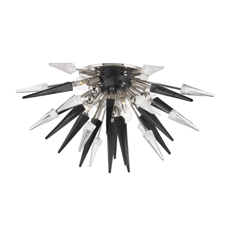 Sparta Polished Nickel 28" Modern Indoor/Outdoor Semi-Flush Light