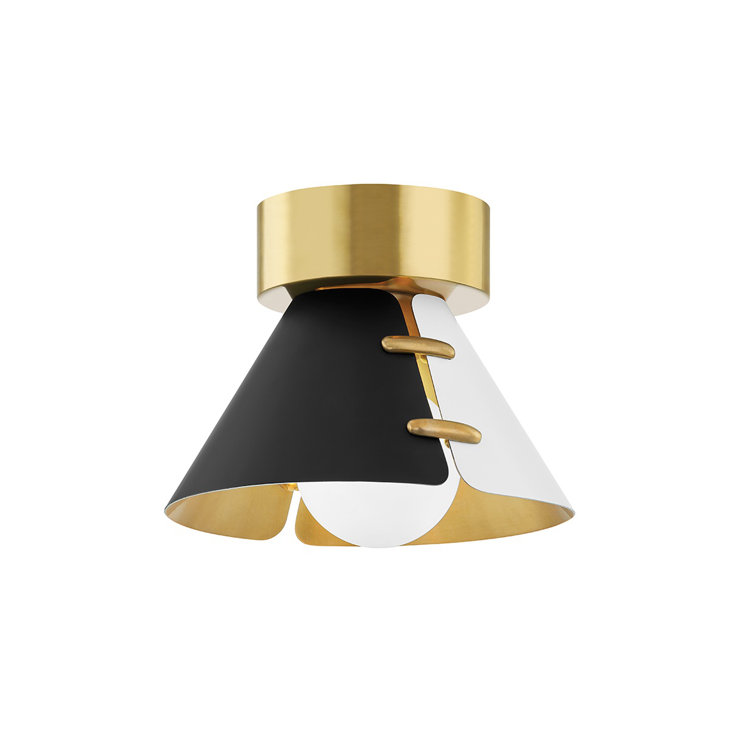 Aged Brass Modern Globe Pendant Light with Black & White Shade