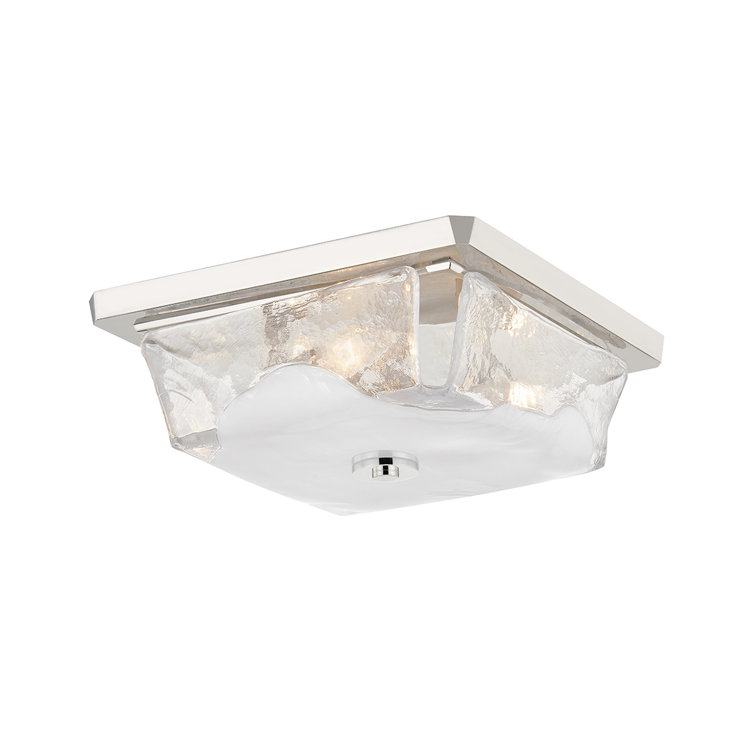Hudson Valley Hines Polished Nickel 3-Light Square Glass Flush Mount