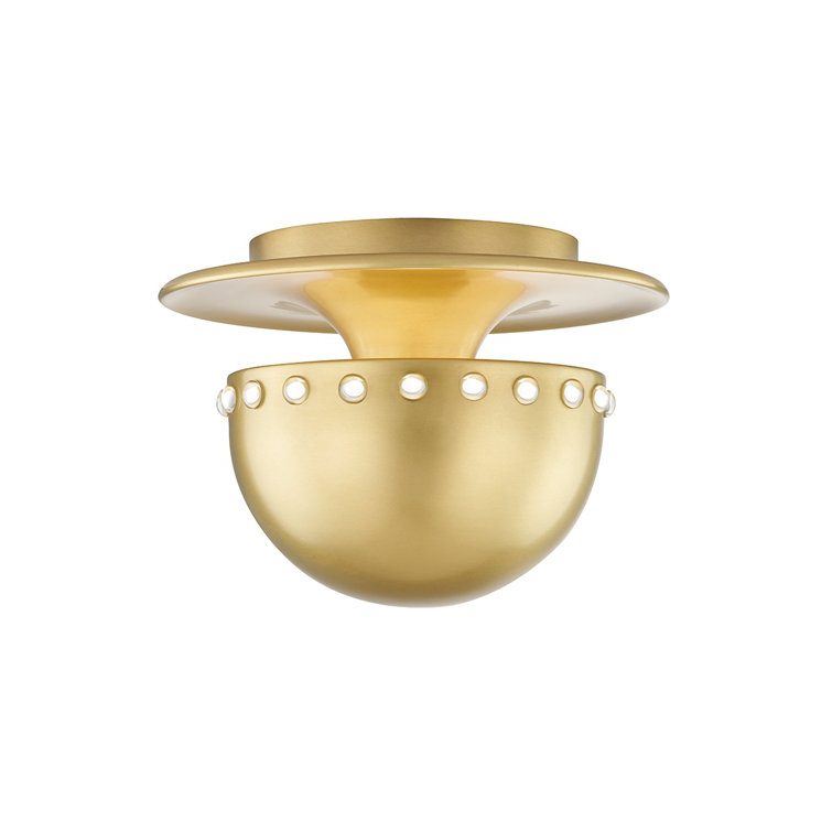 Aged Brass Crystal Ribbon Bowl Light Fixture for Indoor/Outdoor