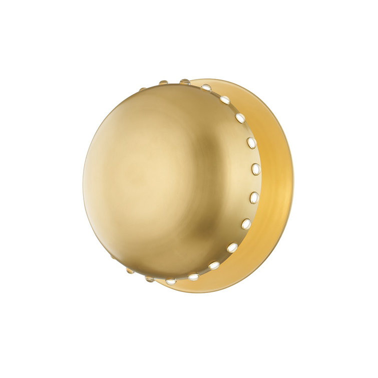 Aged Brass Crystal Indoor/Outdoor Modern Bowl LED Light