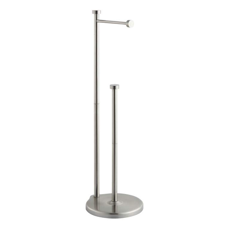 Brushed Nickel Free Standing Toilet Paper Holder with Reserve