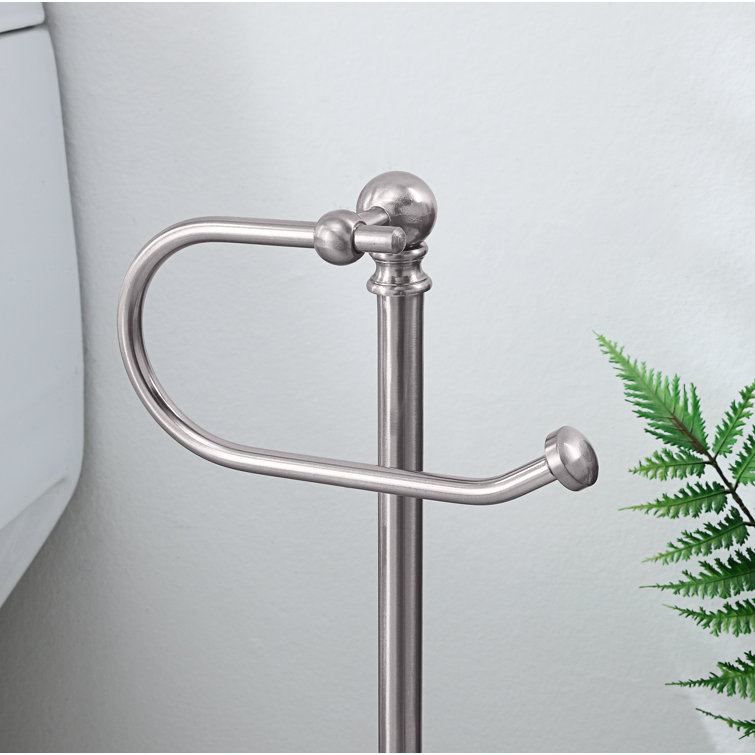 Satin Nickel Free Standing Bathroom Toilet Paper Holder