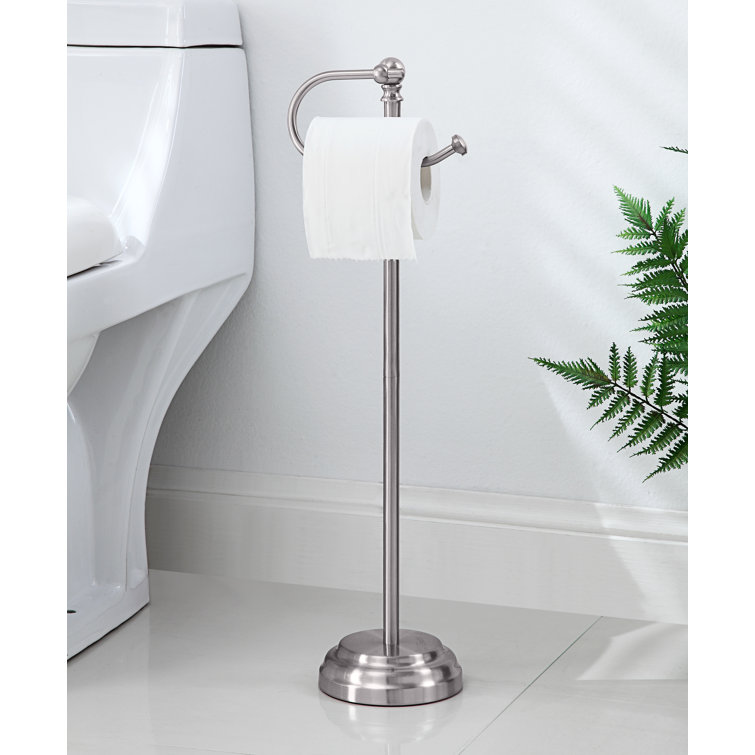 Satin Nickel Free Standing Bathroom Toilet Paper Holder