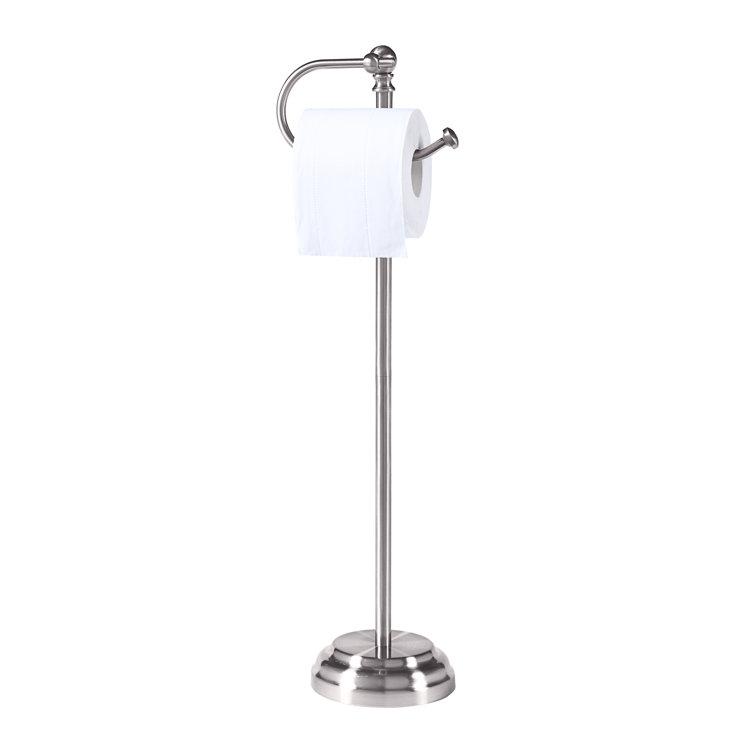 Satin Nickel Free Standing Bathroom Toilet Paper Holder