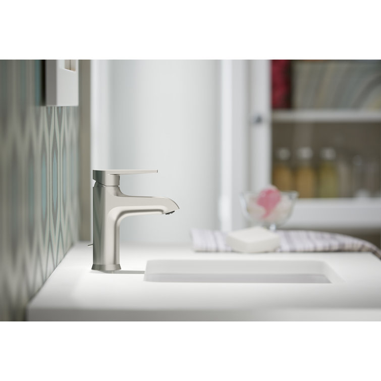 Hint Vibrant Brushed Nickel Single-Handle Low-Arc Bathroom Faucet