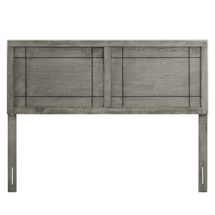 Gray Full Rubberwood and MDF Headboard with Window Pane Design