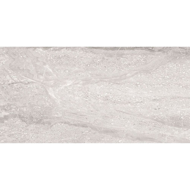 Rocky 12" x 24" Light Gray Porcelain Marble Look Tile