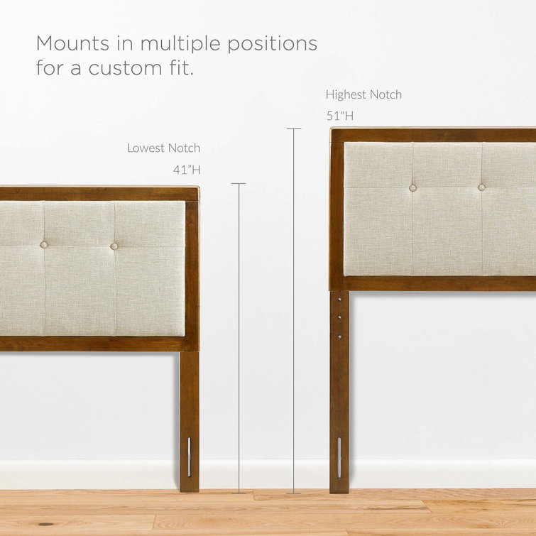 Walnut Beige Tufted Upholstered King Wood Headboard