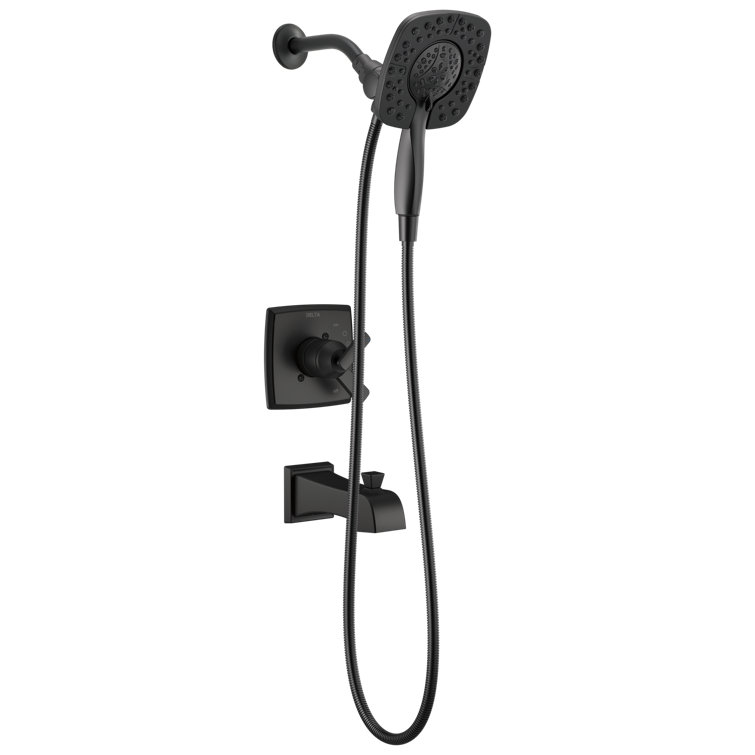 Matte Black Stainless Steel Dual-Function Tub and Shower Faucet Set